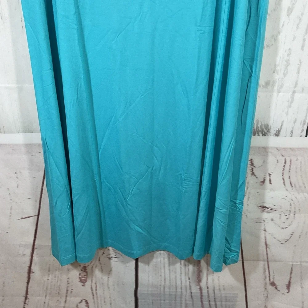 Lands‎ End Maxi Long Skirt 3X 24W-26W Blue Wide Waist Flowy Beach Resort Coastal